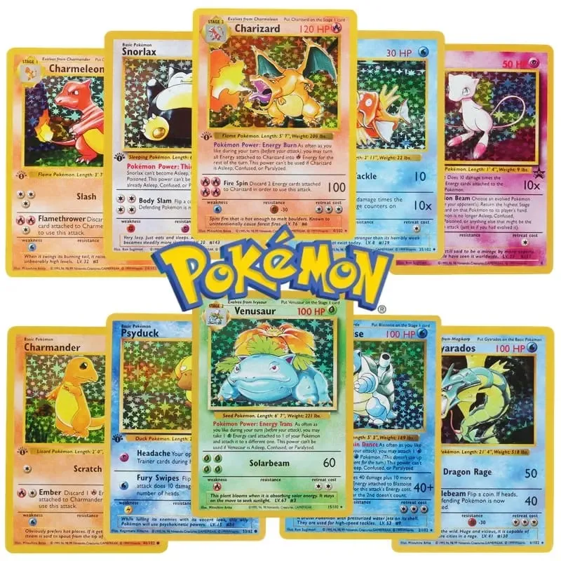 151 יח'\קופסה 1996 כרטיס פוקימון דור ראשון Charizard Pikachu Mewtwo Blastoise צעצועי כרטיס איסוף גרסה אנגלית — image 1