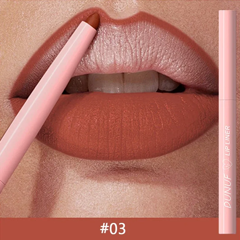 12 สี Matte สีแดงสีน้ำตาล Lipliner ดินสอกันน้ำ Non-stick Cup Slim ลิปสติก Make Up Nude Pink Lip Liner เค้าร่าง Lip Contour — image 17