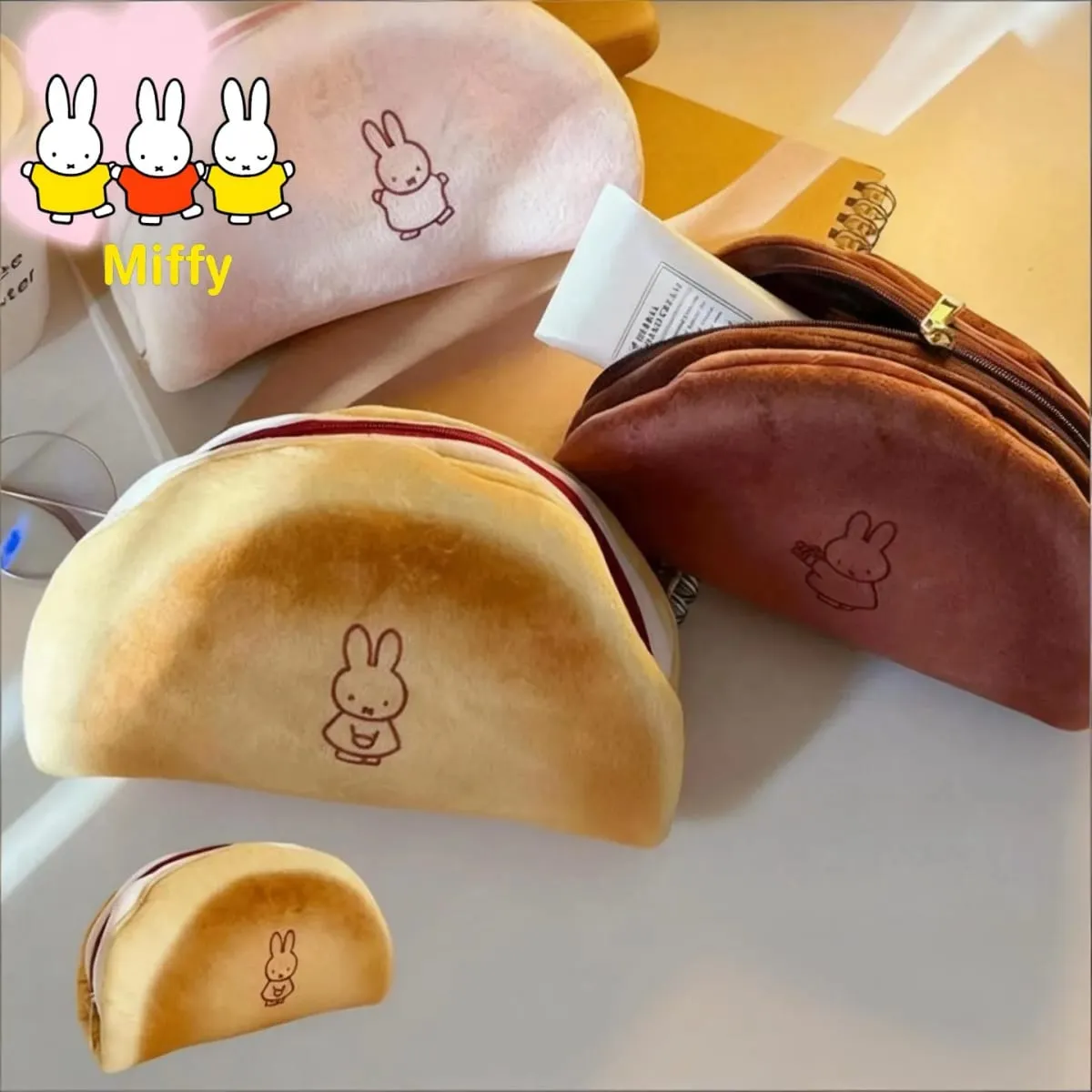 Kawaii Mifune Kaninbrød Penalhus Trendy kreativitet til studerendes brevpapir Makron Japansk tegneserie makeup opbevaringstaske — image 1