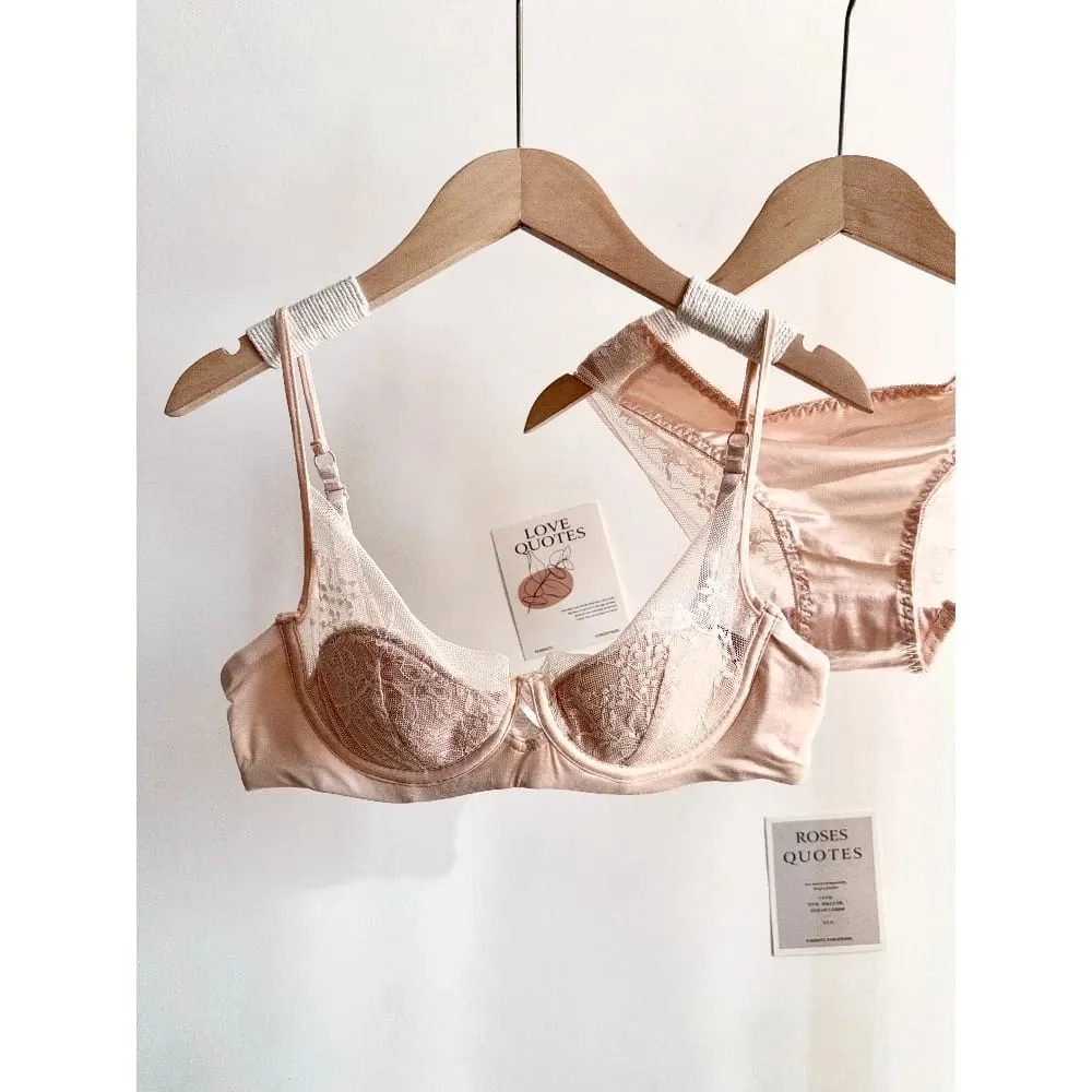 여성 레이스 브래지어 팬티 세트 소프트 언더 와이어 얇은 컵 푸시 업 지원 작은 가슴 32-38 패션 속옷을위한 란제리 정장 — image 6