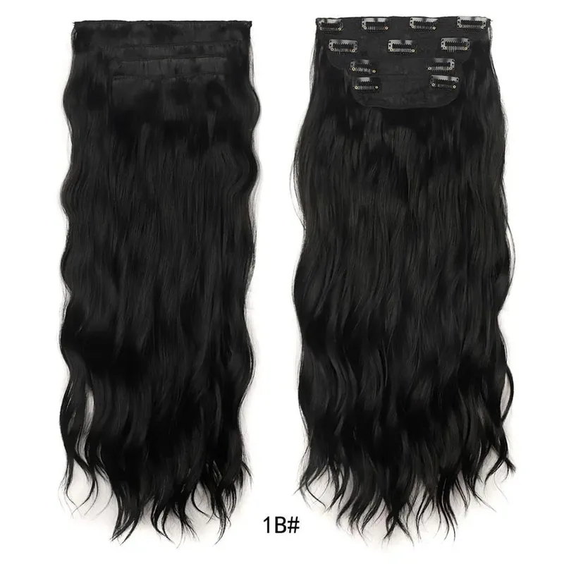 Jeedou pince dans les Extensions de cheveux 4 pièce/ensemble synthétique longs ondulés cheveux épais rebondissant bouclés pleine tête postiche aspect naturel — image 14