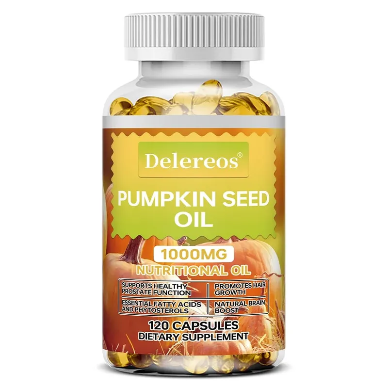 Capsule di olio di semi di zucca da 1000 mg supportano la prostata, la vescica urinaria e la salute dei capelli per gli uomini Salute cardiovascolare Non OGM