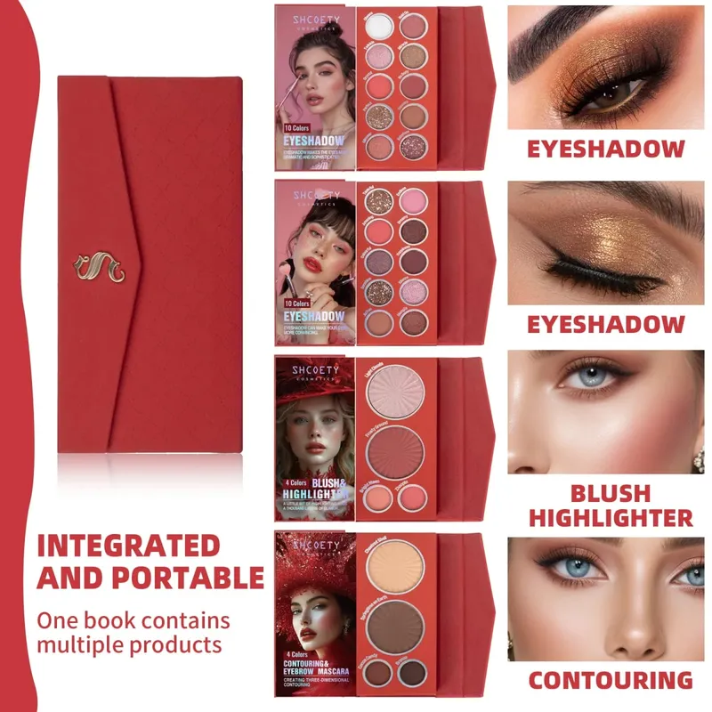 Palette de maquillage pliable de style portefeuille | Fard à paupières Blush Surligneur Contour Compact pour les voyages et un usage quotidien — image 4