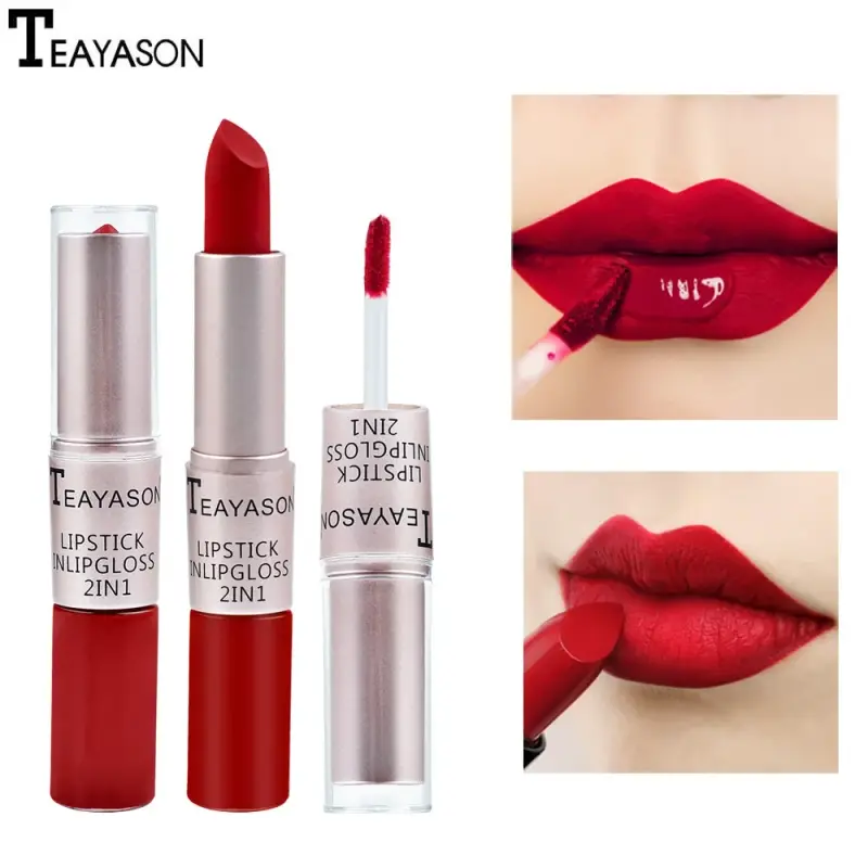 1PC Pink Matte ลิปสติก Waterproof Long-Lasting Moisture 2-in-1 Lip Tint เซ็กซี่ Lip GLOSS Lip แต่งหน้าสำหรับผู้หญิง — image 2