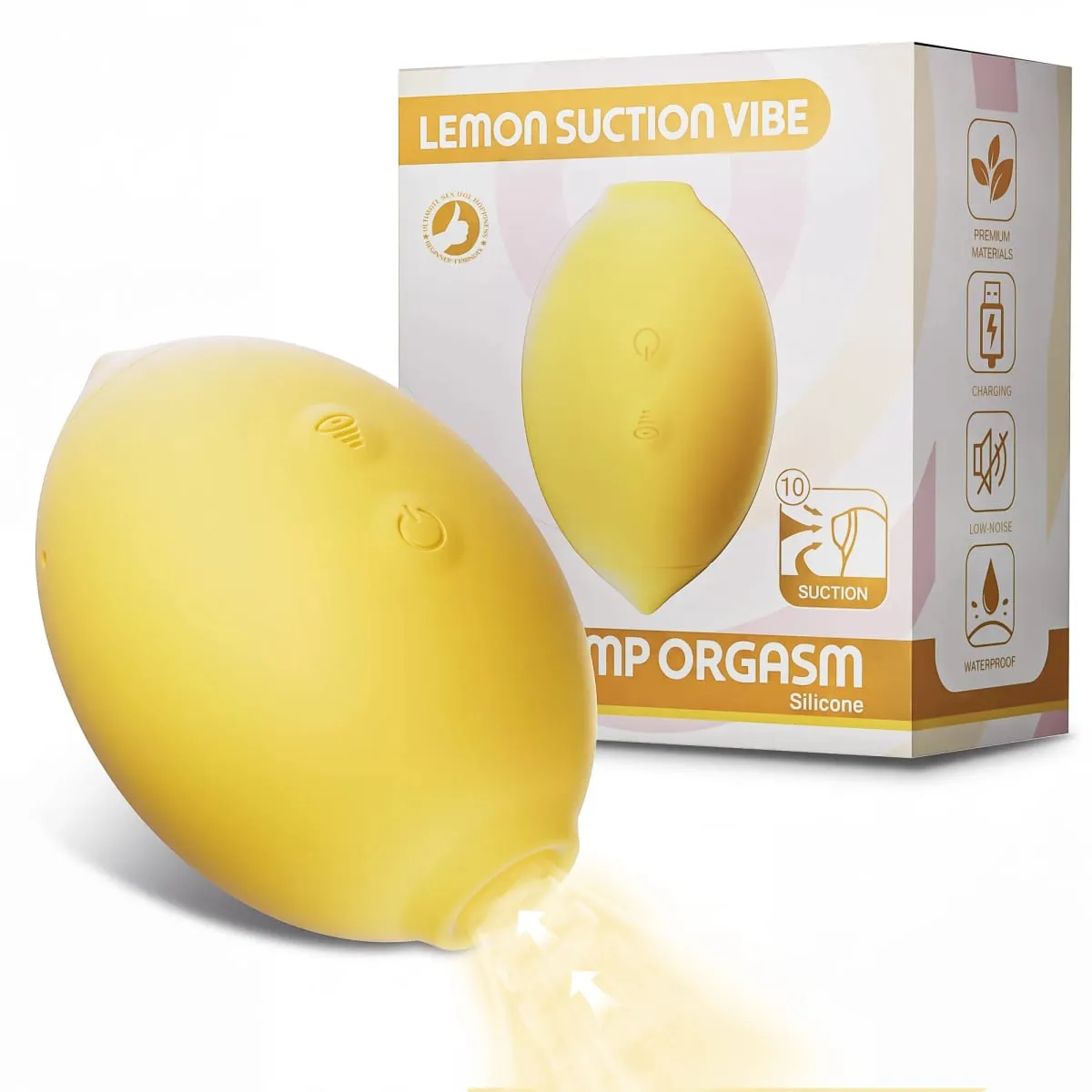 Stimolatore clitorideo vibratore succhiatore al limone con 10 modalità di suzione Ventosa clitoridea in silicone Giocattolo sessuale per coppie da donna 18+ — image 1