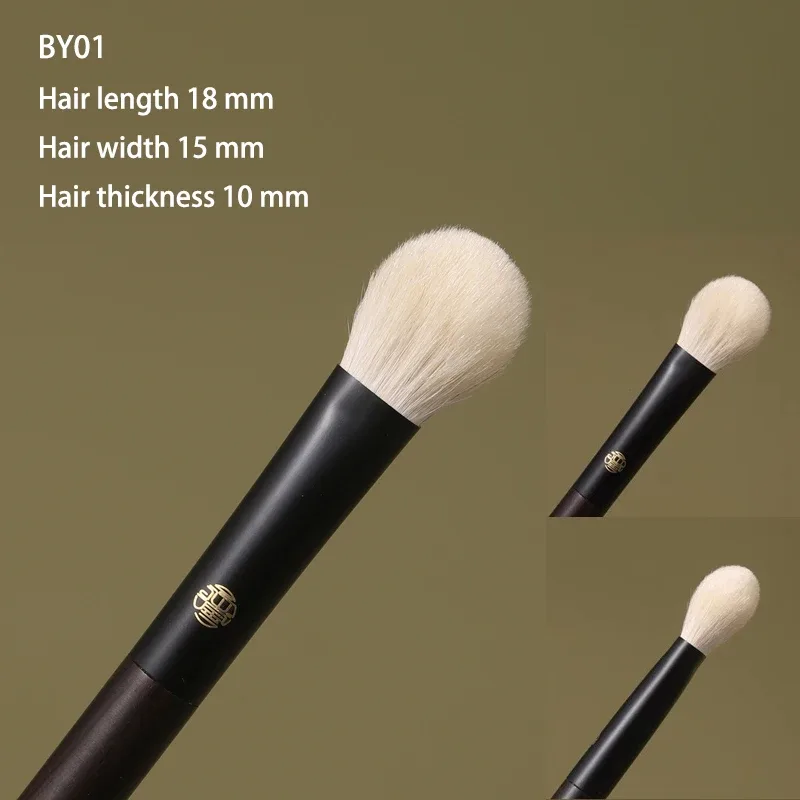 Limitato||Pennelli per trucco professionali fatti a mano 1PC Pennello per sfumare ombretti per capelli bianchi Lynx Pennello per trucco con manico in ebano — image 11