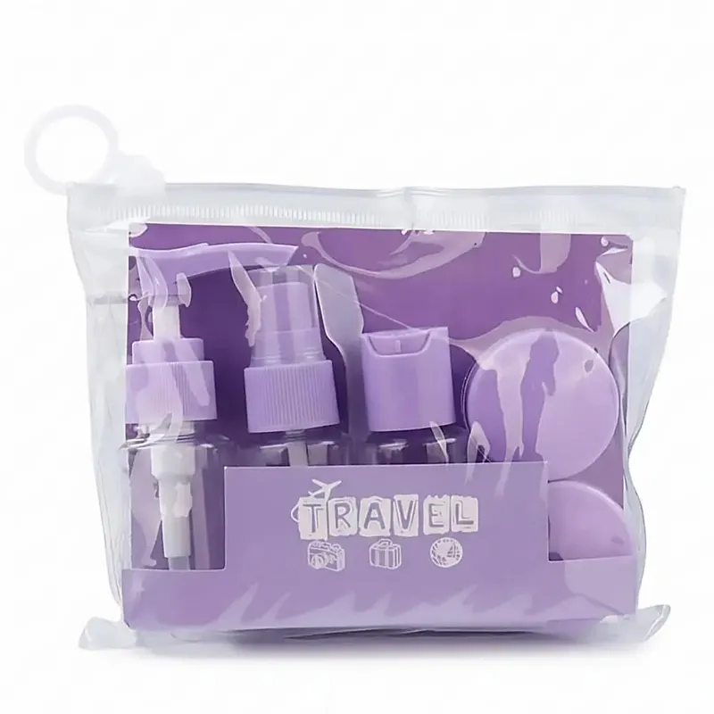 Kit da 7 flaconi da viaggio Contenitori da toilette portatili a prova di perdite Bottiglie cosmetiche trasparenti da viaggio per lozione Shampoo Crema — image 8