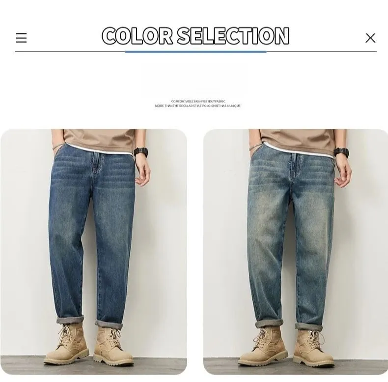 Letní rovné džíny s mikrokuželem pro muže volné Pohodlné a všestranné Ležérní Teenager Trendy Retro kalhoty džíny pro muže — image 9