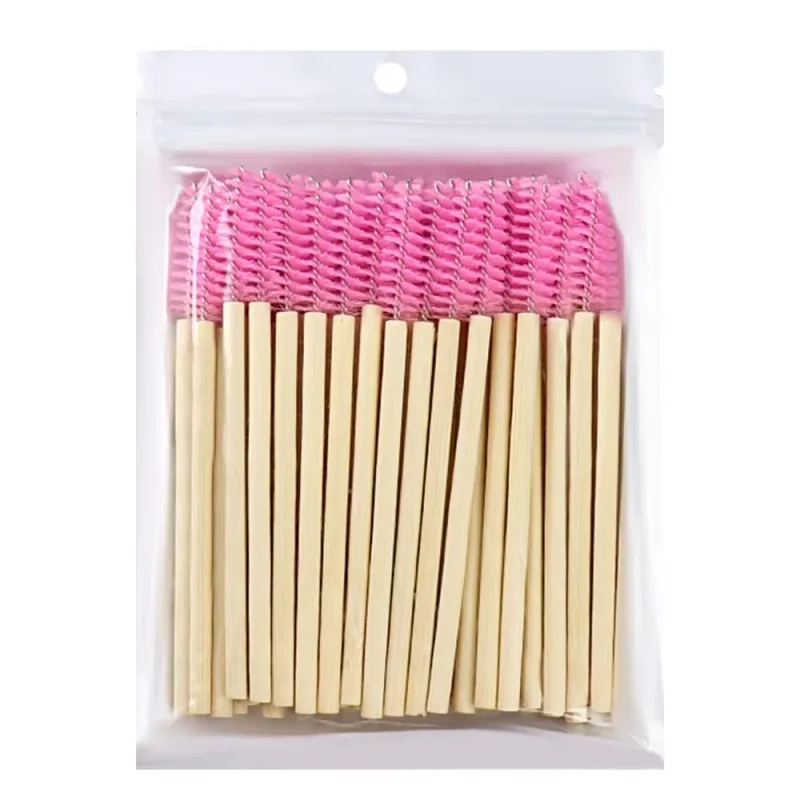50 stk. Bambus håndtag øjenvippe børster Mascara tryllestave Applikator Øjenvipper Extension Brush Øjenbryn Spoolie Børster Makeup Tool