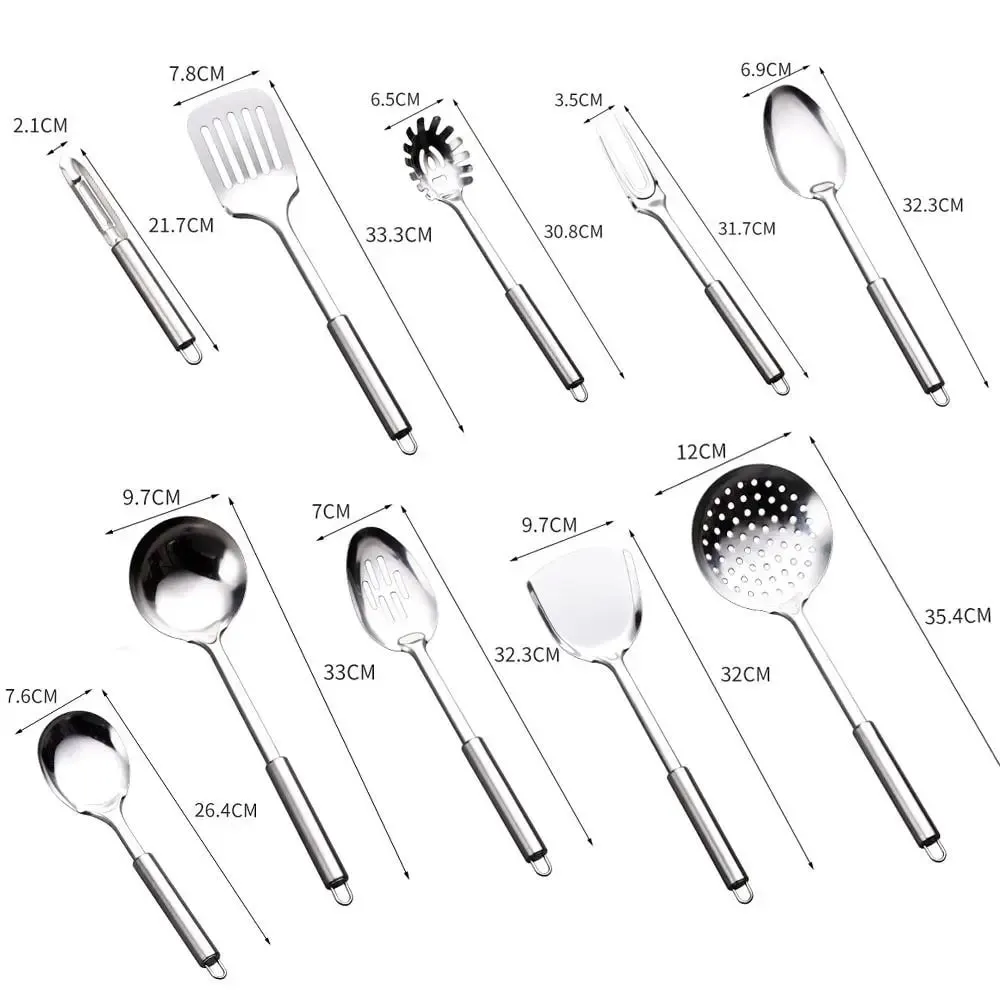 Langlebiger Wok-Spachtel aus Edelstahl mit langem Griff, Küchenhelfer, Küchenkochutensilien-Set, Reislöffel, Schöpfkelle, Kochutensilien — image 7