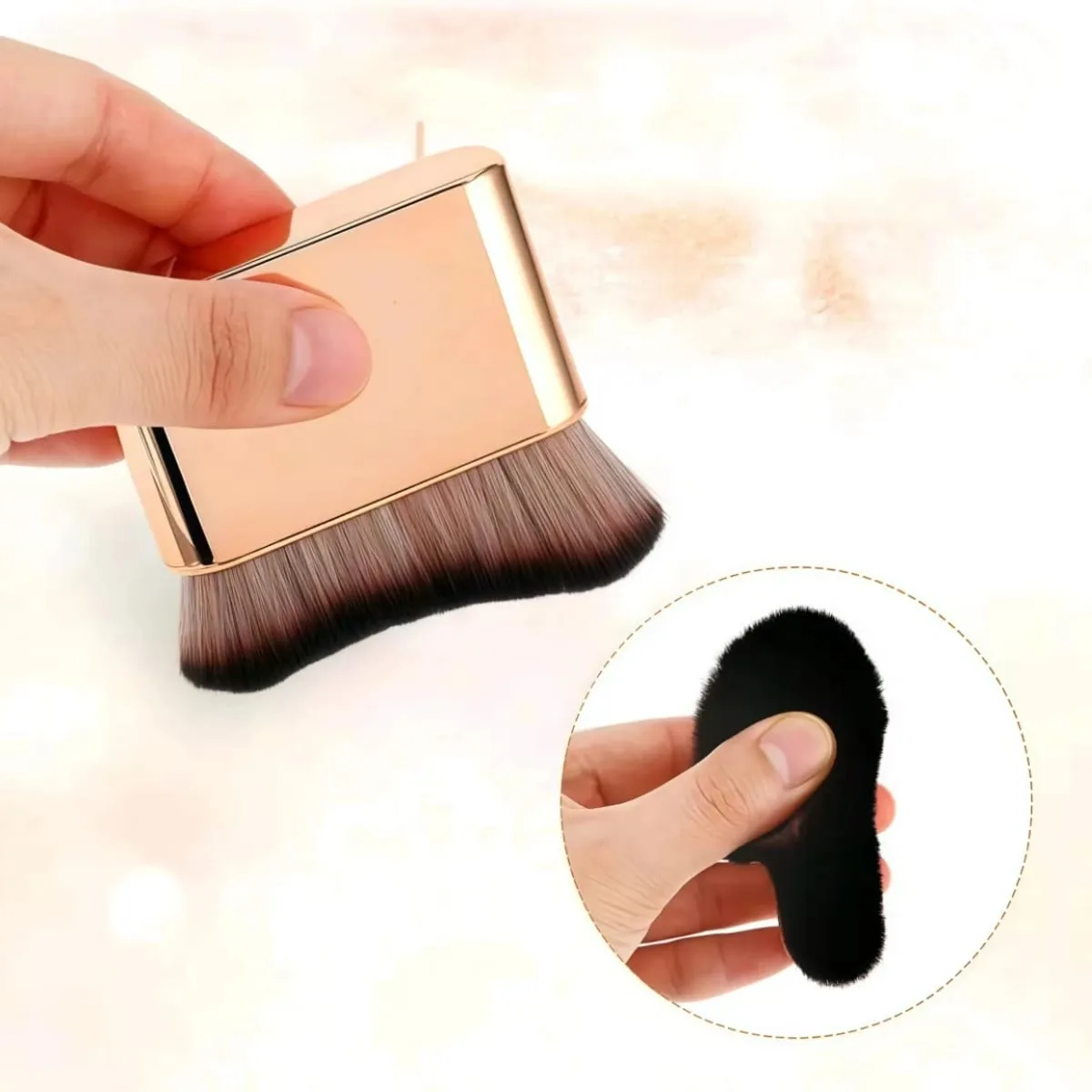 1 berus asas emas mawar untuk menyamak campuran bedak asas pemerah mata pembayang mata bronzer dan asas pada muka dan leher dengan bulu hujung tinggi dan rendah — image 2