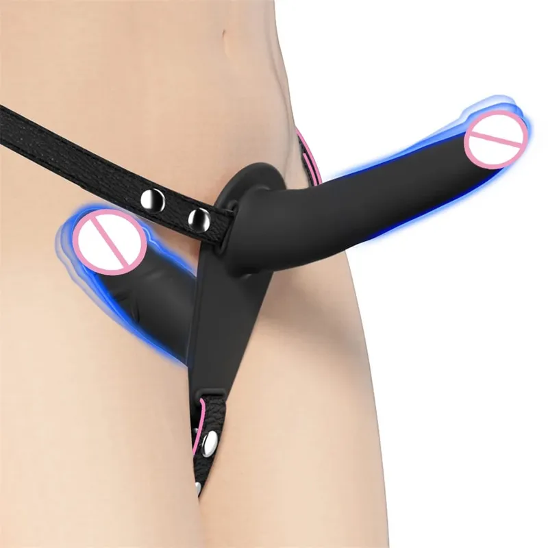 สายรัด Dildo Vibrator ช่องคลอด Masturbatoion Clitoris Stimulator สวมใส่คู่ 10 การสั่นสะเทือนเพศของเล่นสำหรับคู่เลสเบี้ยน — image 12