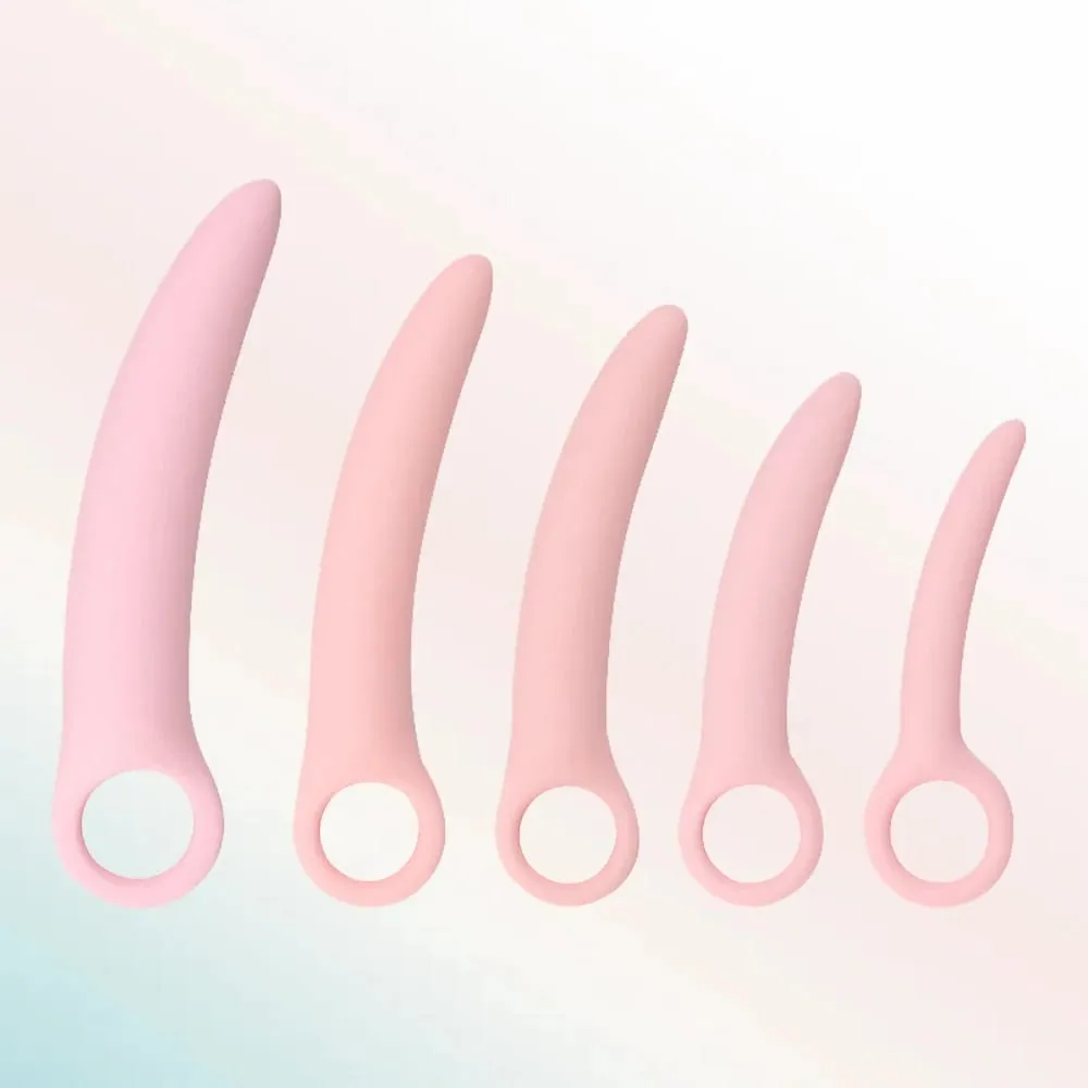 1 Set 5 pz Molle Del Silicone Piccolo Avorio Tirare Anello Dilatatore Vaginale Set Vaginismo Spina Anale giocattoli Dilatatore Della Vagina Prodotto Del Sesso anale — image 3