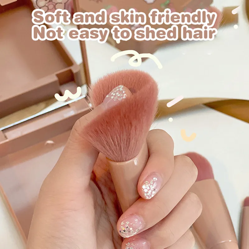 Sada 5 ks cestovních štětců na make-up Mini štětce na make-up Malé kompletní sada kosmetických štětců s pouzdrem a zrcadlem Perfe