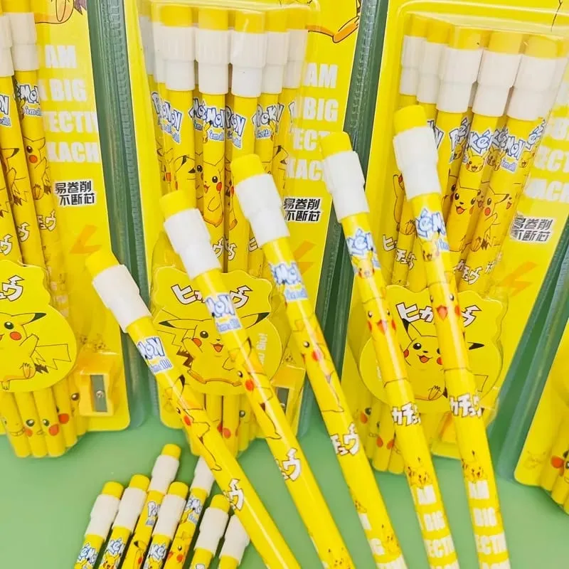 12 Stück Pokémon-Bleistift mit Radiergummi, Anspitzer, niedliches Pikachu, Anime-Figur, Schulbedarf, Büro, Schreibwaren, Kawaii-Werkzeuge, Geschenke — image 2