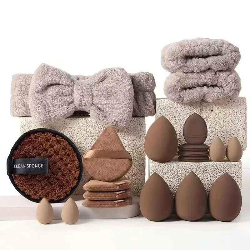 33pcs beauty set makeup kit large and small beauty sponges for flawless makeup application and removal of makeup full set — image 26