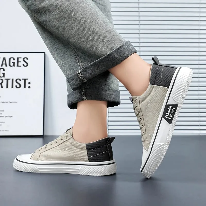 Kasut Kanvas Diblokir Warna Lelaki Sneakers Rendah Atasan Bernafas Kasut Kasual Serbaguna Sejuk dan Bernafas Tanpa Menyebabkan Kaki Tersumbat Tapak Lembut Tidak Licin dan Tahan Haus — image 5