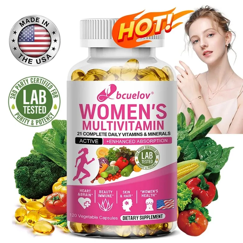 Capsule multivitaminiche giornaliere per donne - Integratore multivitaminico e multiminerale per la salute della pelle, dei capelli, dell'energia, del supporto immunitario — image 1