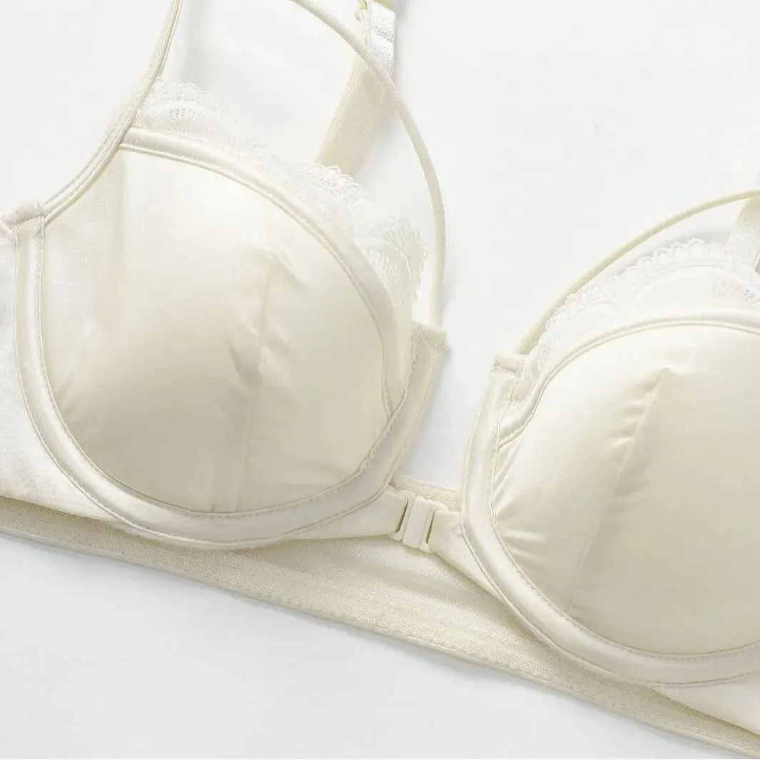 Mỏng Mịn Cúp Trước Đóng Cửa Áo Ngực Quần Đùi Bộ Quần Lót Viền Ren Push-Up Hở Lưng Áo Ngực Nữ Áo Gợi Cảm quần Lót Nữ — image 4
