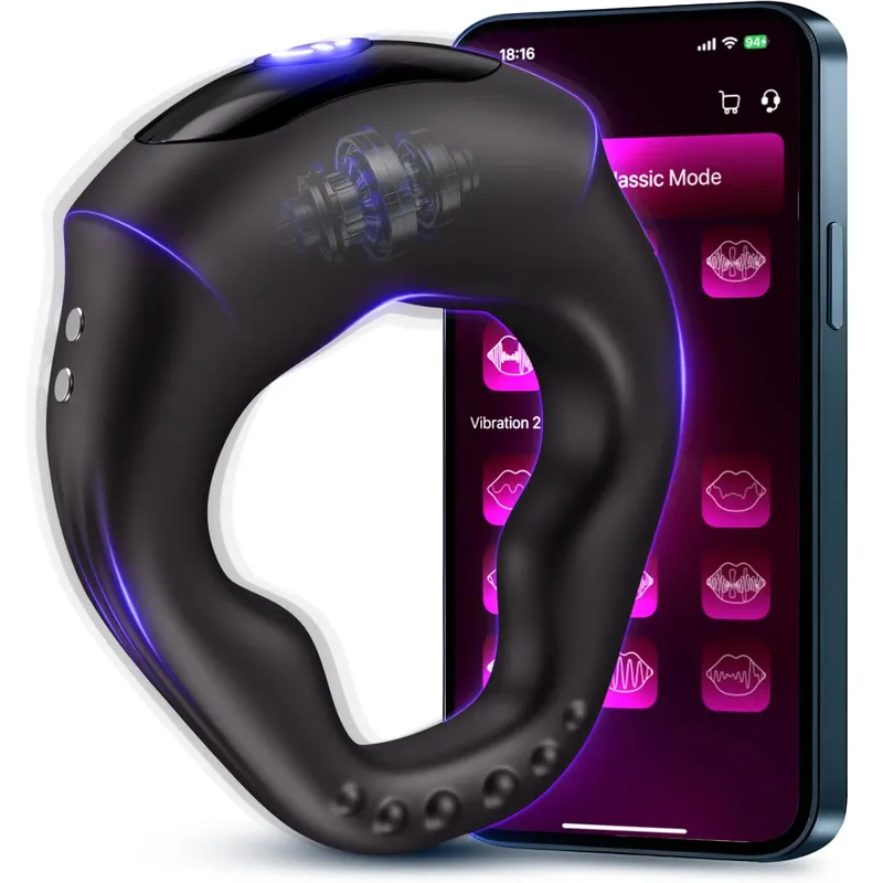 Anello vibrante per il pene per coppie 10 vibrazioni Controllo APP Anello per pene Miglioramento dell'erezione ed eiaculazione ritardata Giocattoli sessuali per uomini