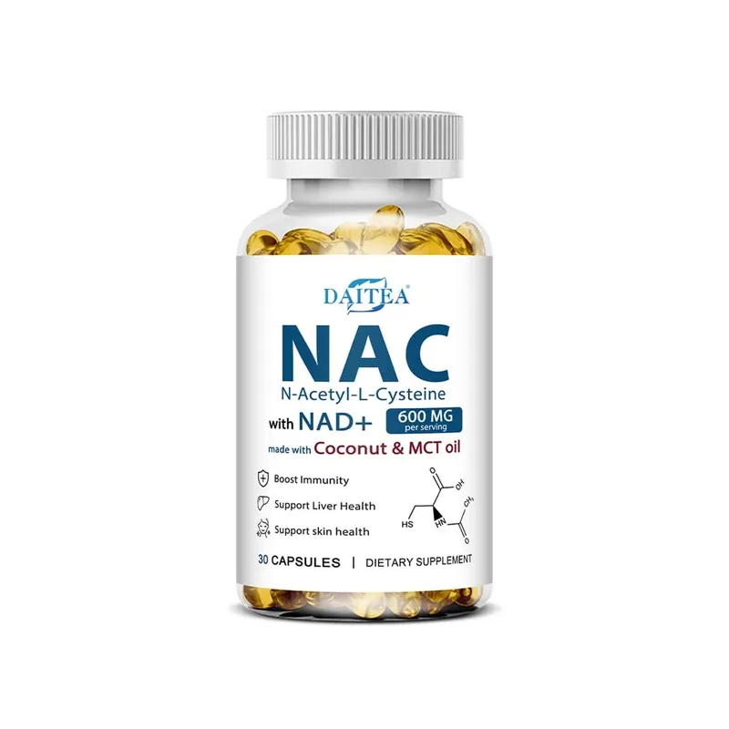مكمل N-Acetyl Cysteine NAC مع NAD+ دعم مضاد للأكسدة يدعم صحة الكبد وصحة البشرة وخالي من الغلوتين 120 كبسولة