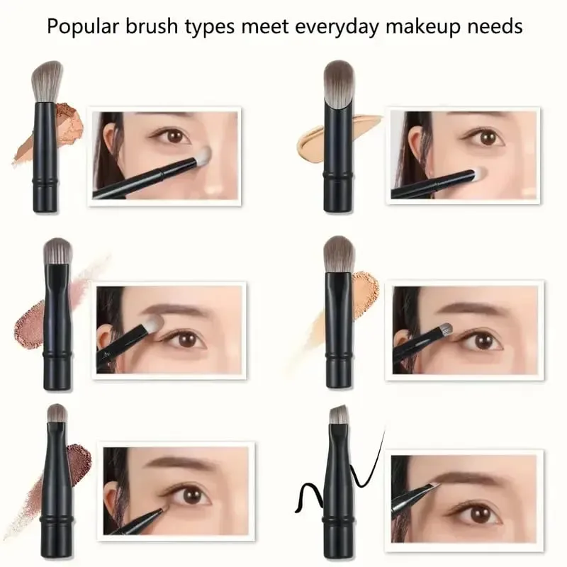 6 ชิ้น Mini Travel ชุดแปรงแต่งหน้าพร้อมกล่องเครื่องสำอางแบบพกพา Powder Foundation Blush Blending คอนซีลเลอร์ Make Up Brushes ชุด — image 4