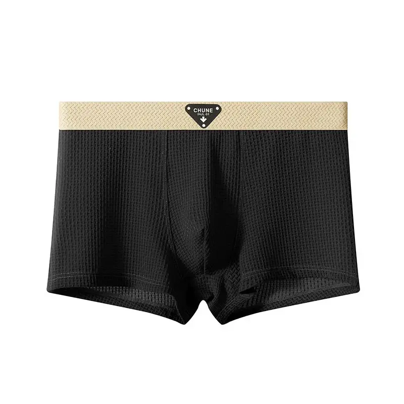 New boxers hombre Ice silk plus size calzoncillos hombre waffle grid lencerias sexy tоy mens boxer breathable underwear for man