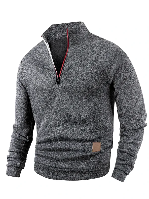 Set 2 Keping Lelaki 1/4 Zip Baju Leher Olok-olok, Pullover Bergaris Bulu dengan Cuff Berusuk Atasan Kasual Hangat untuk Pakaian Harian Musim Gugur Musim Gugur — image 14