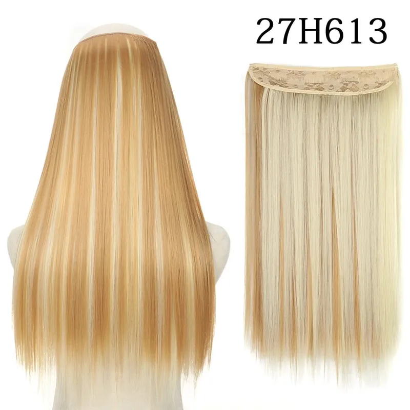 Synthetic Long Straight No Clip Invisible Line Hair Extensions 40 55 80cm Natural Brown Blonde Fake Hairpiece For Women