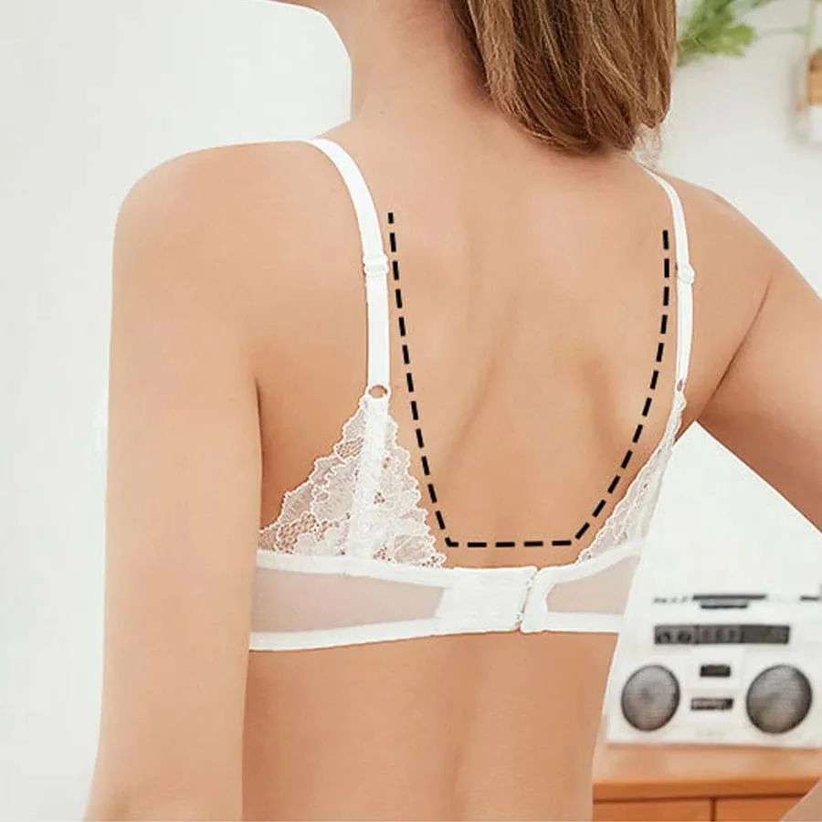 L'bellagiovanna PLUS ขนาด Minimizer Bra ชุด Strappy Caged ลูกไม้ชุดชั้นในเย็บปักถักร้อย SHEER ตาข่าย Bralette Underwire Unlined Bra B-E — image 4