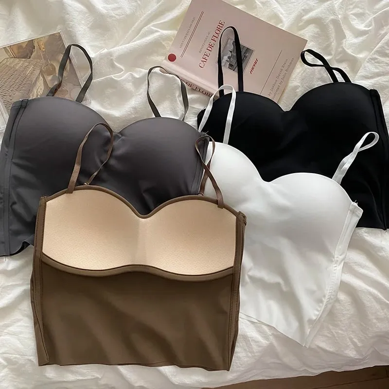 Heiße Mädchen Dünne Abschnitt Doppel Straps Einfarbig Hosenträger Innen Sport Weste Sexy Oberbekleidung Boden Schlanke Frauen Crop Tops bh — image 9