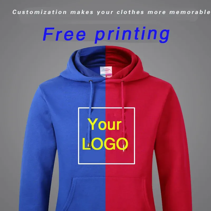 Hoodie custom printing LOGO wool circle plus plush thickened work clothes DIY class service team clothing printed word coat — image 2