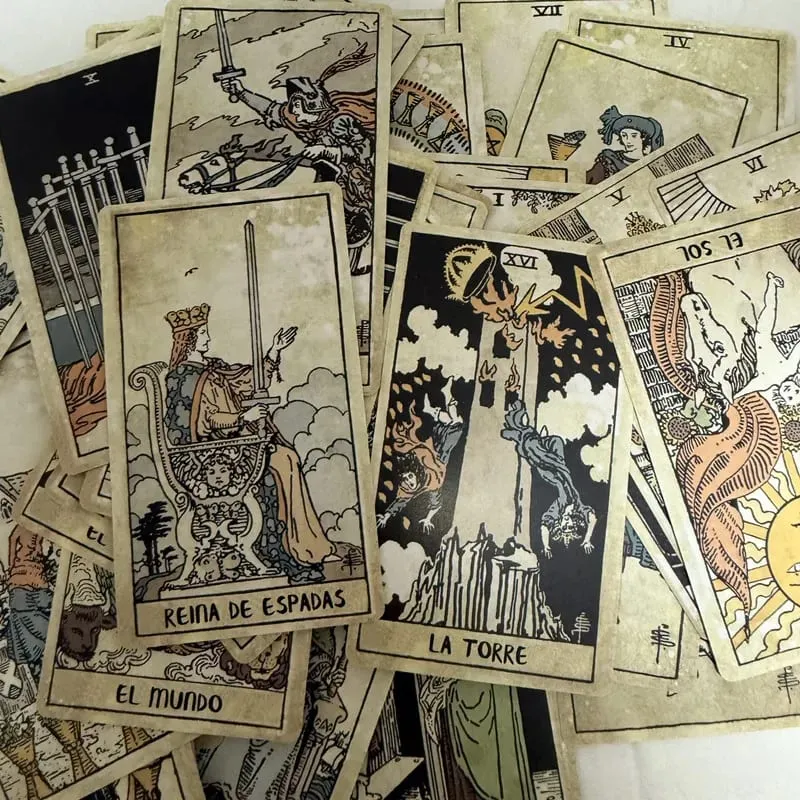 78ks Vintage tarotové karty Španělská edice Desková hra Věštění balíček pro začátečníky Oracle balíček — image 1