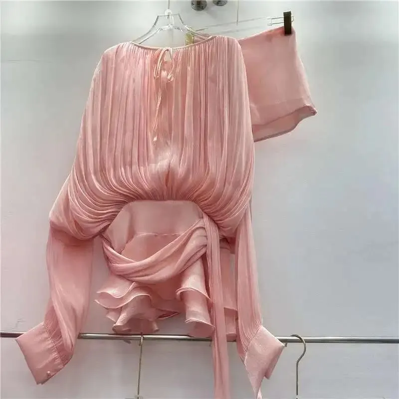Beżowy top solidna bluzka Mini sukienki dla kobiet dekolt w serek z długim rękawem łączone zasznurować słodka sukienka w stylu odzież damska moda P7WI — image 8