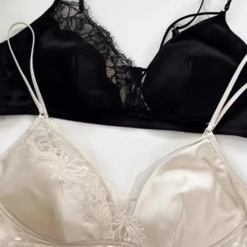 Set reggiseno di pizzo francese super sexy senza ferretto Minimizer triangolo coppa per petto piccolo donna Hot Lingerie 2026 nuovo push up MOYISU — image 3