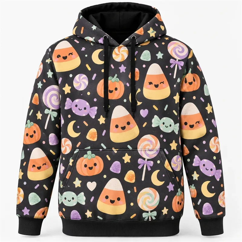 Halloweenská mikina s kapucí 3D celoplošný potisk Polyesterová mikina Gothic Ghost Pumpkin Bat Witch Lebka Horror Streetwear Pulovr Unisex — image 3