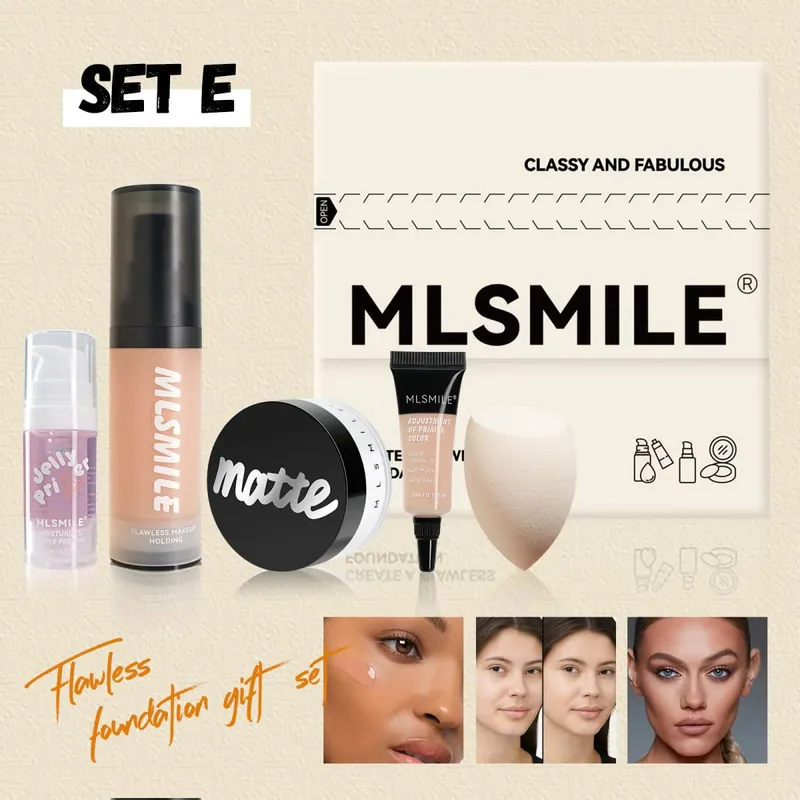 Professionelles Make-up-Set für makellose Grundölkontrolle, loses Pulver, matte Grundierung, flüssige Foundation, Concealer, feuchtigkeitsspendendes Geschenk — image 9