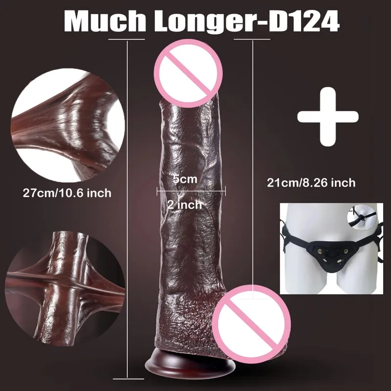 Strapon Besar Zakar Realistik Dildo Kulit Gelongsor Kulup Buah zakar Dildo Dubur Faraj Palam Batang Mainan Seks Dewasa untuk Wanita — image 14