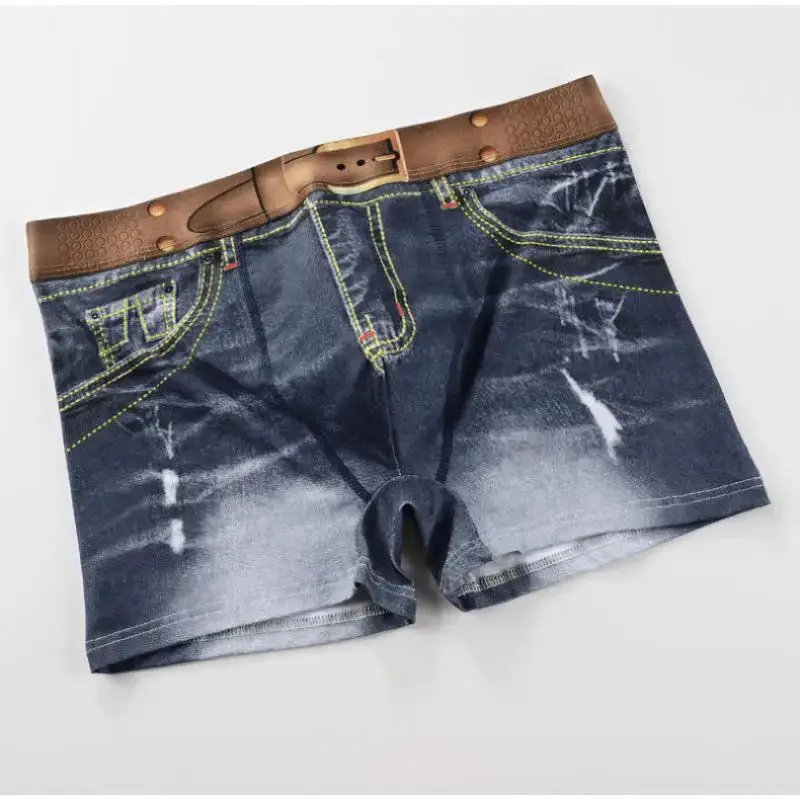 1PCS Men's underwear denim print cotton U-shaped design, breathable boxer, men's comfort cotton — image 5