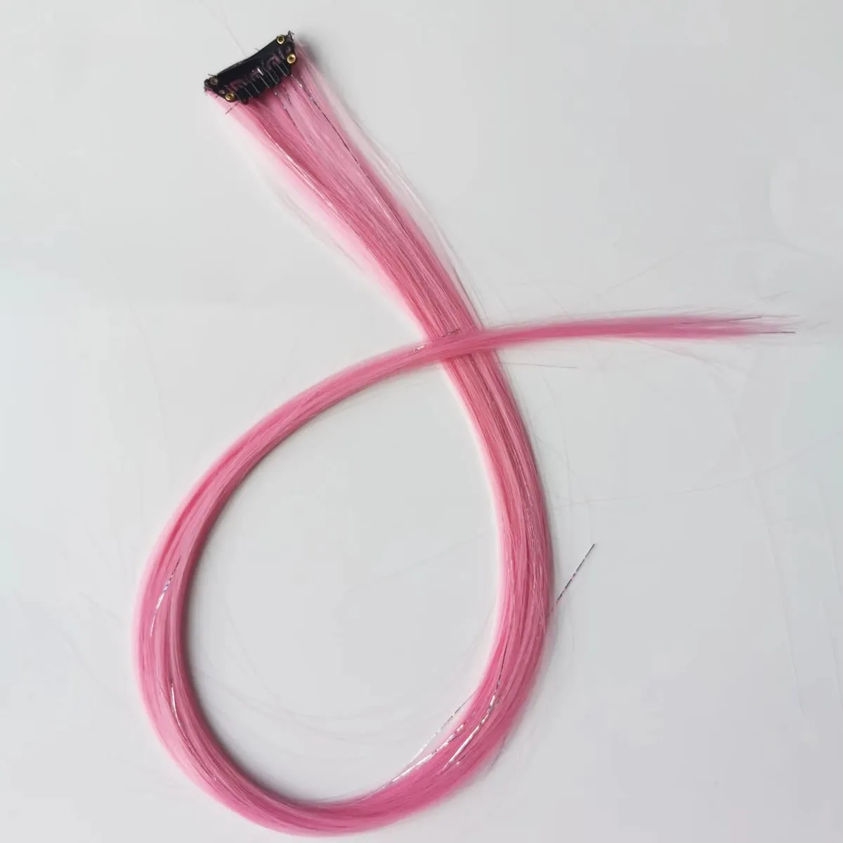 Clip nelle estensioni dei capelli rosa Orpelli misti d'argento Parrucchino sintetico arcobaleno Festività per feste per donne e ragazze — image 5