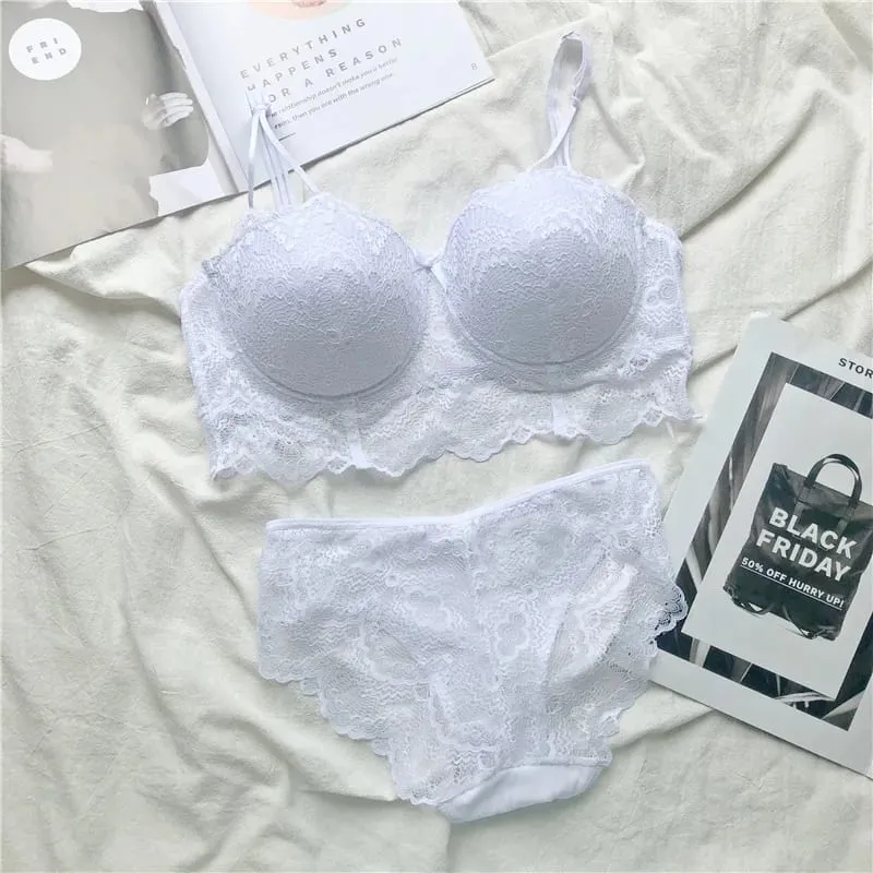 PLUS ขนาด Push Up Bra ชุดเซ็กซี่ชุดชั้นในลูกไม้ปรับ Comfort Thin Soft Breathable ชุดชั้นในสำหรับสตรี — image 11