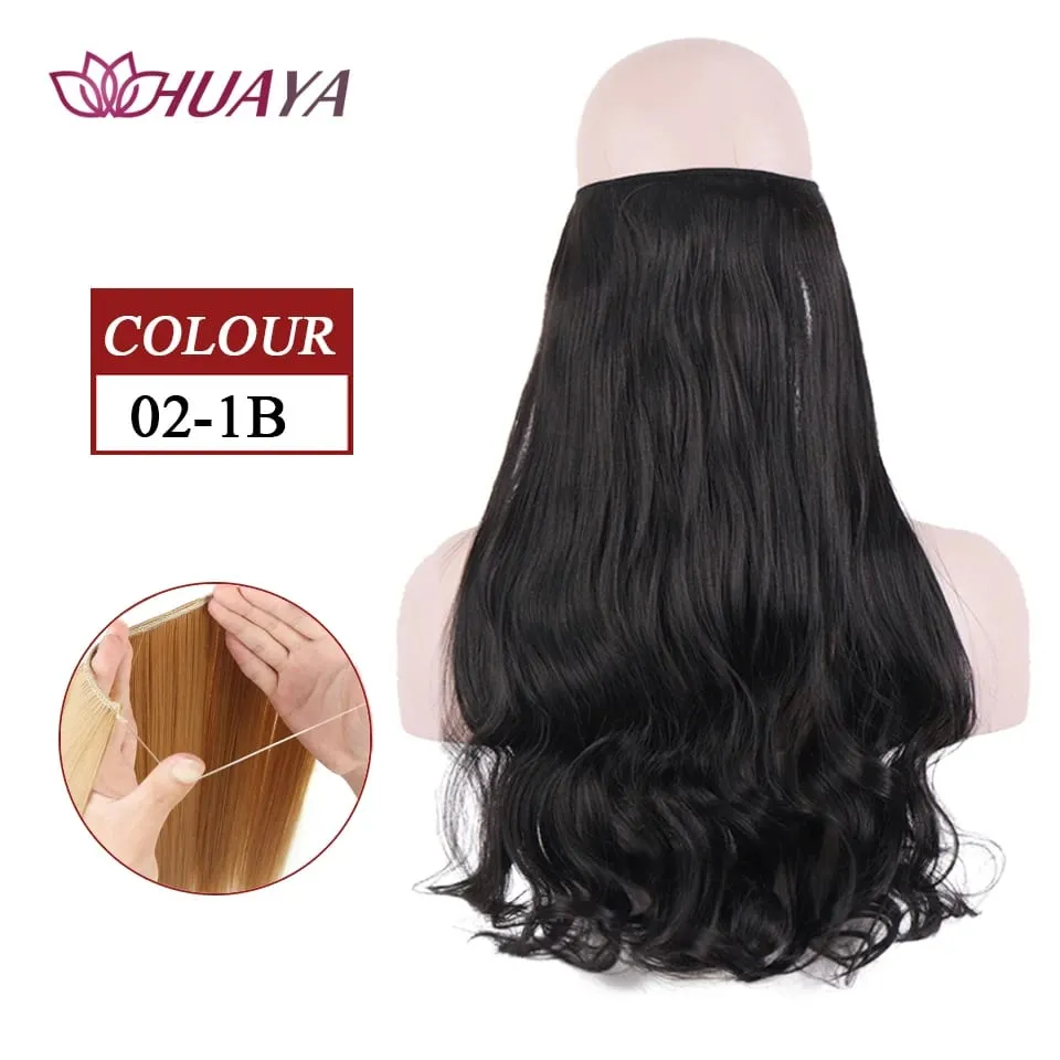 Filo invisibile sintetico lungo rettilineo senza clip nelle estensioni dei capelli Pezzi di capelli finti Linea di pesce segreta Posticci per le donne — image 20