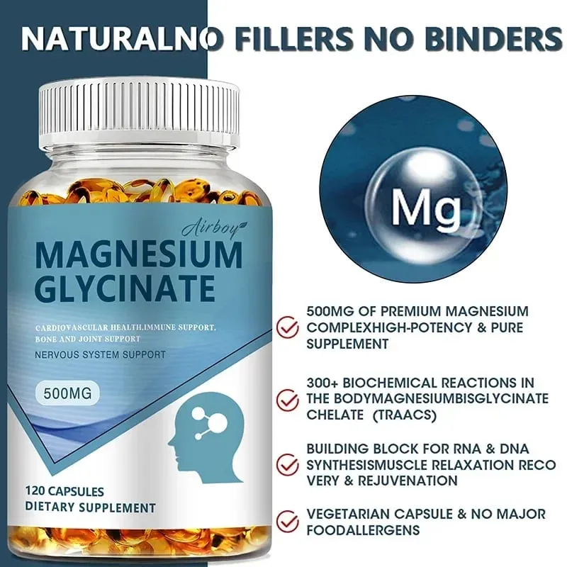Magnesium Glycinate - Nerves System Improve Mood Nervous Muscles Recovery Heart Health Sleep Quality Support — image 5