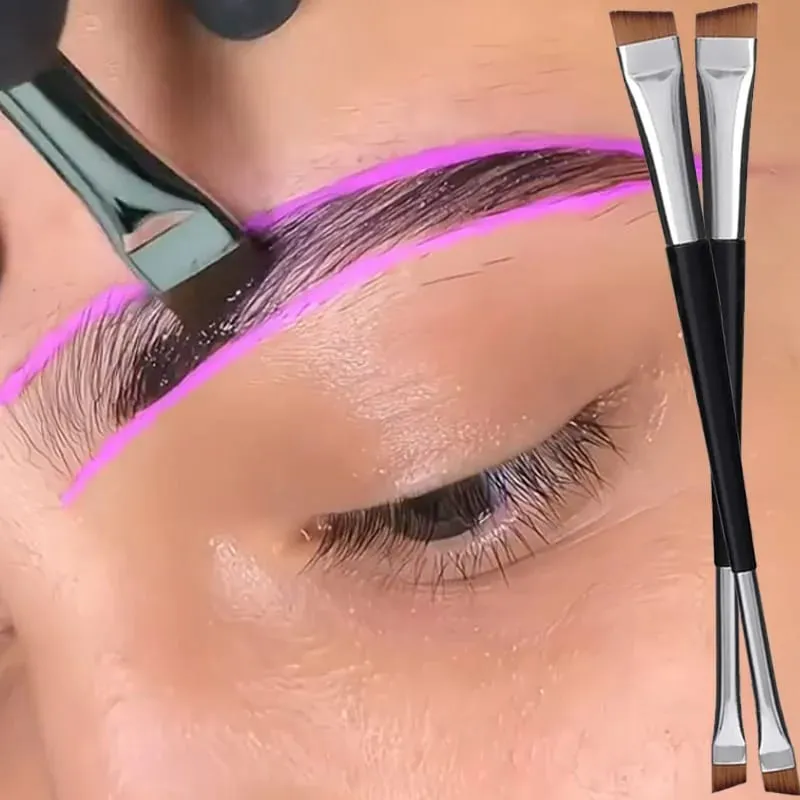 1/10pcs Double Head Blade Eyeliner Berus Kening Mudah Alih Lembut Leper Halus Pelapik Kening Kontur Alis Berus Solek Set Alatan — image 2