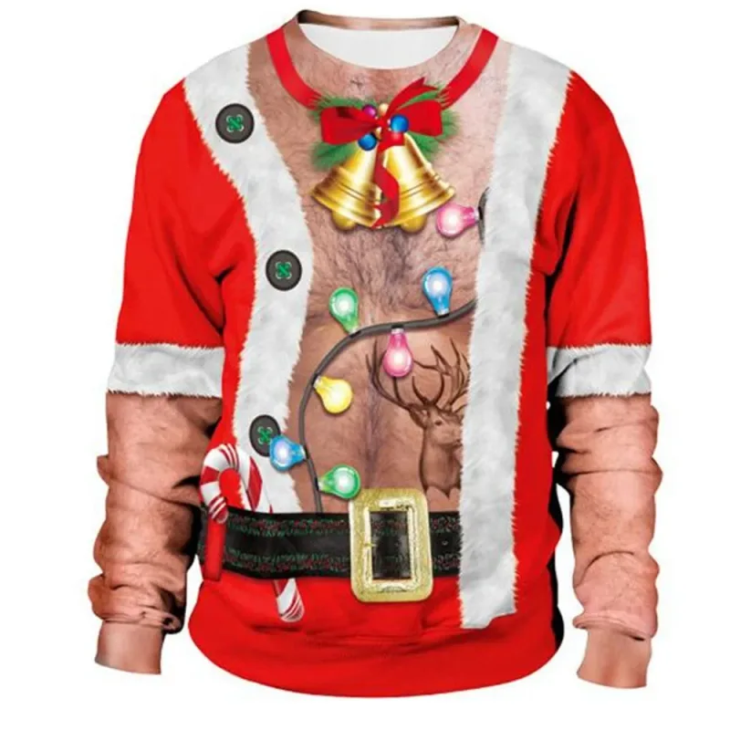 Pull de Noël drôle pour hommes et femmes, sweat-shirt de noël avec graphique laid Y2k, pour fête de vacances, vêtements amples pour hommes — image 12