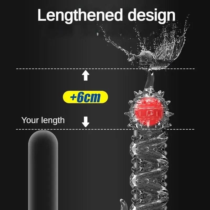 Penisförlängningshylsa Vibratorförlängare 4 cm Återanvändbara kondomer Mjuk fördröjning Ejakulation Dick Sleeve Vuxen sexleksaker för män — image 6