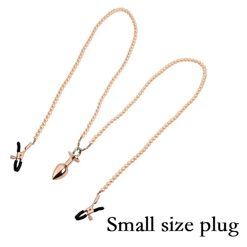 Piccole medie grandi perline anali Butt plug Morsetti per capezzoli di perle Set con catena Clip per seno in metallo Bondage Coppia schiava Gioco Giocattolo del sesso — image 29