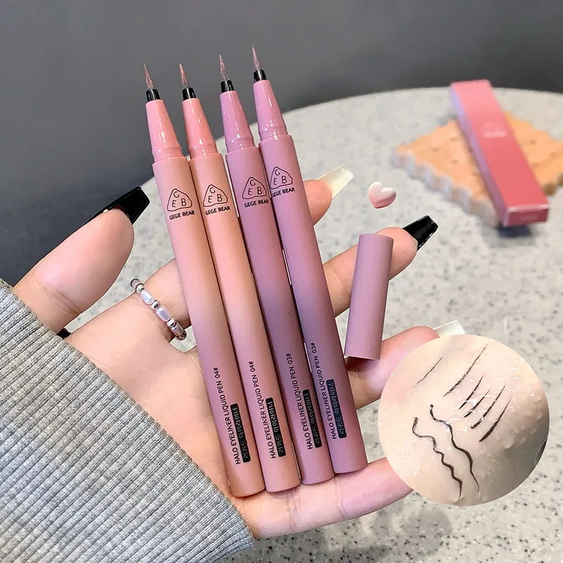 Wasserdichter, schnell trocknender, flüssiger Eyeliner-Stift, ultrafeiner, mattschwarzer, brauner, dauerhaft liegender Seidenraupen-Eyeliner-Stift, natürliches Augen-Make-up — image 5