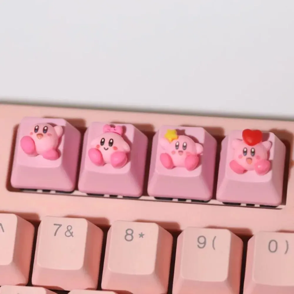 Kirby Keycaps แป้นพิมพ์สำหรับ Mechanical น่ารักหมวกชุดปุ่มส่วนบุคคล Keycaps DIY หมวกอะนิเมะการ์ตูนสีชมพู 3D Keycaps — image 5