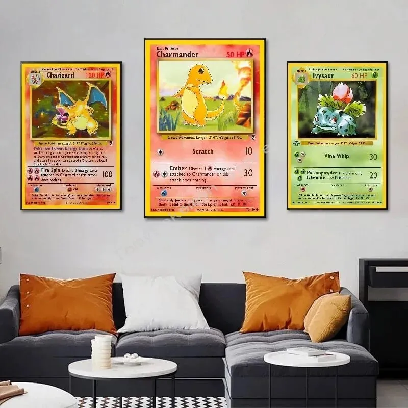 Pokemon Basis ชุด 1996 จาก Engels การ์ด Shining โปสเตอร์ภาพวาดผ้าใบพิมพ์สีน้ำ Wall Art ภาพตกแต่งบ้านของขวัญ